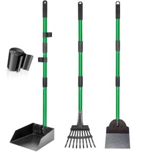 CJYMMFAN Ramasse-Crottes, R&acirc;Teau & Pelle pour Chien avec Long Manche M&eacute;Tal Ajustable, Pelle Crotte Robuste avec Sacs &agrave; D&eacute;Chets pour la Cour, Les Promenades, l'herbe et Les Feuilles de Jardin (CJYMM, neuf)