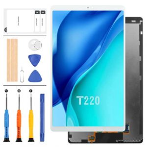 Écran LCD de rechange pour Samsung Galaxy Tab A7 Lite Wi-Fi SM-T220 T220 T220 LCD tactile Digitizer Assemblée Panneau en verre Kit de pièces de réparation complet avec outils (blanc sans cadre) (btrade-eu, neuf)