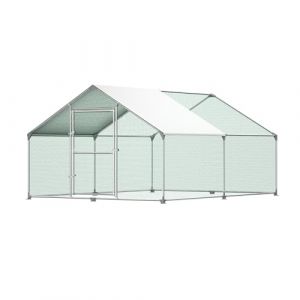 Froadp 3x4x2m Cages à Poulet d'extérieur 12㎡ Grand Poulailler en Acier Galvanisé avec Pare-Soleil en PE et Serrure Portes Volière Extérieure Pondoir pour Enceinte Petits Animaux Lapins Chats (CHIC Shop, neuf)
