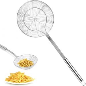 Araignée de Cuisine,Ecumoire à friture en Acier Inoxydable,Passoire Araignée avec Poignée,Écumoire araignée,pour cuisiner,griller,cuire à la vapeur et écoper Aliments (16 cm) (CTCEHL, neuf)
