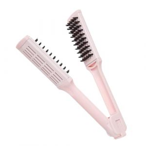 DRESSOOS peigne peigne à lisser les cheveux lisseur à peigne chaud peigne fer à lisser plat brosse à cheveux de voyage lisseur peigne en fer mini brosse poils en plastique rose (Mingsyue, neuf)