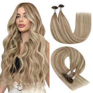 YoungSee Extension Cheveux Naturel Keratine Chatain Clair Balayage 60cm Extension de Cheveux Keratine Blond 50g 50 Mèches Extensions Kératine Cheveux Marron Clair avec Blond Platine (YoungSee Europe, neuf)