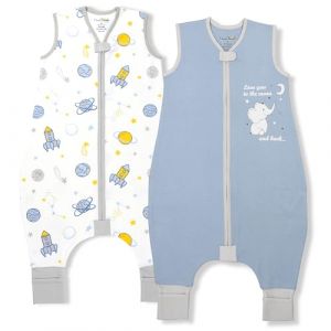 Sac de couchage pour bébés avec pieds, 0.5 TOG Organic Cotton Baby Wearable Blankets with Legs, Baby Sleeping Bag for Walkers, Early Walker 6-18 Months (Sac de couchage pour bébés marcheurs) (Mama Cheetah, neuf)