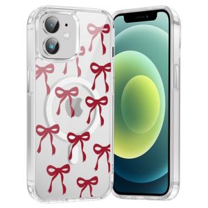 Foonary Magn&eacute;tique Coque pour iPhone 12 Mini, Transparente Etui en Aesthetic Noeud Papillon Motif Dessin Compatible avec MagSafe Case, Silicone Housse Protection Clear Cover pour iPhone 12 Mini 5,4",4 (BAROR TRADING, neuf)