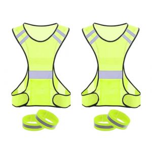Kellegour 2 Pcs Gilet Reflechissant Running,Réglable Gilet Reflechissant Réglable,Gilet de Sécurité Réfléchissant Réglable Haute Visibilité,avec 4 Bandes Réfléchissantes pour Course,Cyclisme,Jogging (Redm, neuf)