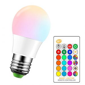 ALLOMN E27 Ampoule LED RGB, 5W Ampoule &agrave; Changement de Couleur D'ambiance Ampoule LED pour T&eacute;l&eacute;commande, 16 Couleurs, Quatre Modes, Fonction de M&eacute;moire &Eacute;clairage D&eacute;coratif &agrave; Barre (Philharmonic city, neuf)