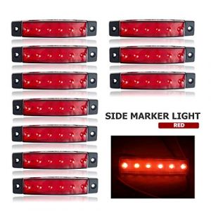 VIGORFLYRUN PARTS LTD Feux de Gabarit Latéraux LED, Indicateur de Position, 6 LED 3.8" Feux De Côté pour 24V Voiture Remorque Camion Lorry Caravan Bus - 10Pcs Rouge (VIGORFLYRUN PARTS LTD, neuf)