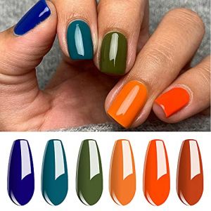 Vishine Vernis Gels Semi-Permanent, Lot de 6 Vernis à Ongles couleur de Bleu Olive Orange Citrouille Gel Polish Varnish Manucure Nail Art Coffret 8ml (ChicChicYou, neuf)