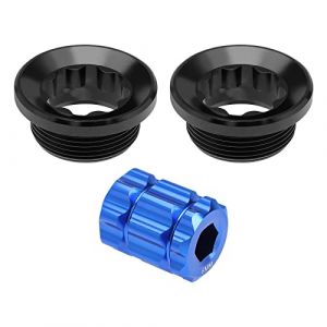 eMagTech 2pcs Capuchons de Réglage Manivelle de Vélo avec Outil Compatible avec Shimano Deore/XT/SLX/XTR105/UT/DA M20 Couvercle de Pédalier Vis Écrous Boulon de Couvercle de Manivelle, Noir (eMagTech, neuf)