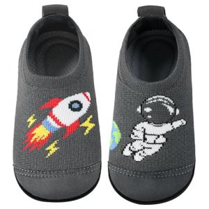 Pantoufles pour enfants et garçons - Confortables - Semelles épaisses - Antidérapantes - Respirantes - Chaussures pieds nus - Avec avant résistant à l'abrasion - Pour la crèche, gris, 25.5/26 EU (Aiseyi Shop, neuf)