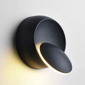 Appliques Murales Interieur Blanc Chaud Lampe Murale LED 5W Moderne Applique Murale Blanc Chaud Créatif Eclipse 2 en 1 Fer Applique Murale Lampe Led (Noire) (WanLianInc, neuf)