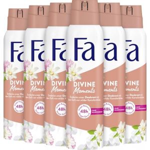 FA Divine Moments Déodorant en spray (6 x 150 ml), parfum fleur de camélia sauvage, formule végétalienne, arrête les bactéries, déodorant sans sels d'aluminium (TopDeal 24, neuf)