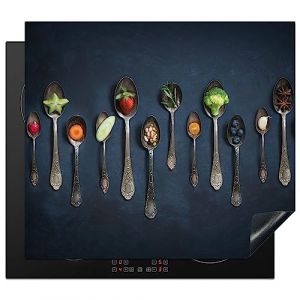 KitchenYeah&copy; Protection Plaque Induction 58x51 cm Protege Deco Cuisine Cache Prot&egrave;ge De Cuisson Accessoire &Eacute;pices - Cuill&egrave;re - Argent - &Eacute;pices - Industriel (KitchenYeah, neuf)