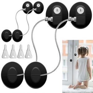 Ysimple 4 Pi&egrave;ces Securite Fenetre Enfant,Securite Placard Enfant avec 4 Cl&eacute;s,Bloc Fenetre Securite Enfant,Bloque Fenetre Enfant,pour R&eacute;frig&eacute;rateur,Lave-Linge,Armoire,Fen&ecirc;tre(Noir) (yuefuq, neuf)