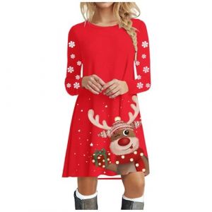 Robe de Noël pour Femmes Robe Vintage Années 50 Pin Up Femme Noel Imprimé Ugly Christmas Robes de Soirée Pour Noël Robe de Cocktail pour Femme Robe Rockabilly années 50 Robe de Soirée Costume Noël (BAULMD（90% Big Promotion Without Discount Code ）, neuf)