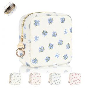 Petite Pochette Maquillage Mini Trousse de Toilette Fille pour Voyage en Coton Trousse de Maquillage Femme Polyvalent Sac de Rangement &agrave; Cosm&eacute;tiques Id&eacute;al Cadeau Filles Anniversaire No&euml;l(Bleu-Rose) (playexen, neuf)