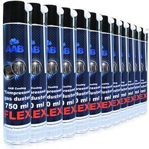 AABCOOLING Compressed Gas Duster Flex 750ml - 12 Pièces - Bombe Depoussierante avec Un Tube Flexible, Bombe d'air Sec, Bouteille Air Comprimé pour Informatique Matériel, Aérosol Dépoussiérant PC (AAB Seller FR, neuf)