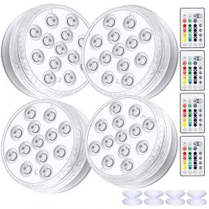 ALED LIGHT Lumières LED Submersible, Lot de 4 Lampe LED Imperméable Avec Télécommande -13 LED Étanche RGB Multicolore Bougies LED - Changement de couleur - 4 ventouses - Lumière LED pour Vase, Étang (ALED LIGHTING, neuf)