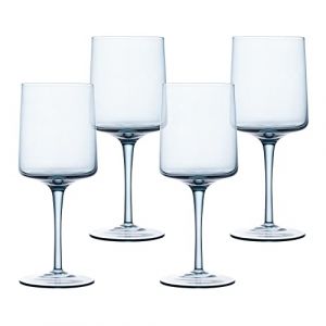 Navaris Verre &agrave; vin - Lot 4 Verres &agrave; Pied teint&eacute; Bleu 8,3 x 8,3 x 20,3 cm - Vin Blanc vin Rouge Boisson Froide Cocktail jus Eau Dessert verrine (SX-Commerce, neuf)
