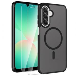 AOKUMA Samsung Galaxy A26 5G Magnétique Coque pour MagSafe, avec 2 Verre Trempé, Étui Compatible Samsung A26 5G Housse, Mat Translucide Anti-Rayures Arrière, [Sensation de Peau] [Anti-Choc]-Noir (AOKUMA, neuf)