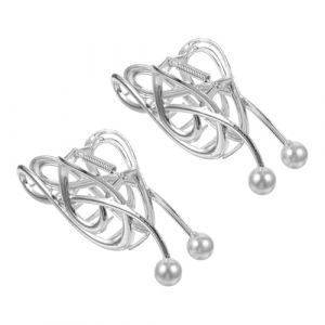 jojofuny Lot de 2 Pinces &agrave; Griffes en M&eacute;tal Argent&eacute; Perles Grandes Pinces &agrave; Cheveux de Note de Musique pour Cheveux &Eacute;pais Accessoires Coiffure Femmes &Eacute;l&eacute;gants pour Festivals et Concerts (Merlun, neuf)