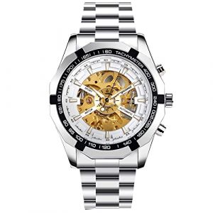 RORIOS Squelette Montre Automatique Mécanique pour Homme avec Bracelet en Acier Inoxydable Lumineuse (facemurto OÜ, neuf)