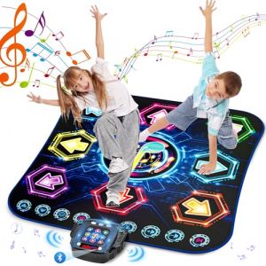 Tapis de Danse pour Enfants, Jouet 8 Boutons Lumineux Tapis de Danse pour Fille 4-8, 8-12 Ans, Jeux Tapis Danse Musique avec Bluetooth, Cadeau D'anniversaire Noël pour Garçons Filles 5 6 7 8 9 10 Ans (HCWYUS, neuf)