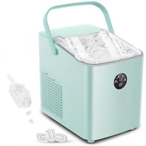 FOHERE Machine à Glaçons, 14kg en 24h, 8 Glaçons en 8 Minutes, avec 2 Tailles de Glaçons, Autonettoyante, Ice Maker sur Comptoir avec Poignée, pour la Maison/Cuisine/Camping/Bar (Fuduosii, neuf)