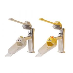 Ensemble d'extension de poign&eacute;e de robinet pour enfants, extension de robinet pour enfants, rallonge de poign&eacute;e d'&eacute;vier, rallonge de bec d'&eacute;vier pour robinet de salle de bain et cuisine (jaune et (baishangyishangmao, neuf)