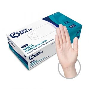 Safe Health Gants d'examen Jetables en Vinyle Taille M Transparent, Bo&icirc;te de 100 gants, Sans poudre Sans latex Hypoallerg&eacute;niques, Soins m&eacute;dicaux Aliments Nettoyage, 3 Mil (PRECIOUS MOUNTAIN Ent. Corp.(BVI), neuf)