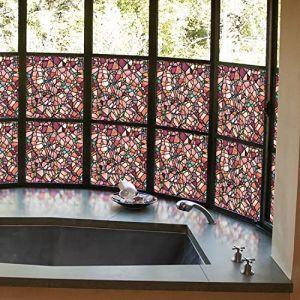 Funlife 30x300CM dessin&eacute; &agrave; la Main Film fenetre vitrail, Galets Pop Film Anti Regard fenetre, Imperm&eacute;able vitrail Autocollant, R&eacute;utilisable D&eacute;corations de fen&ecirc;tres Salon Cuisine Chambre &agrave; Coucher (Astrkiz Home Decor, neuf)