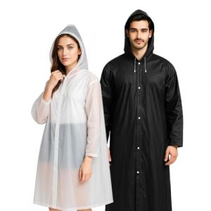 JYNVO 2 Pi&egrave;ces Poncho Imperm&eacute;able, R&eacute;utilisable Poncho Impermeable pour Femmes et Hommes, EVA Cape de Pluie L&eacute;ger Poncho Pluie pour Concerts Festivals Voyages (ROBFLOR MARKET CARS, neuf)