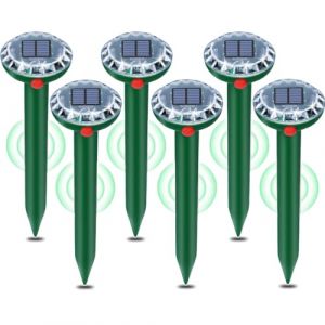 Anti Taupe Solaire Vibration et Ultrasons 6 Pi&egrave;ces,Repulsif Taupe Ultrason Solaire,R&eacute;pulsif Serpent Ultrason avec IP65 Imperm&eacute;able,Repousse Les Taupes et Autres Rongeurs pour Le Ext&eacute;rieur et Jardin (Keepromise, neuf)