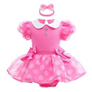 MYRISAM Costume de Carnaval pour Filles de Bébé Minnie Anniversaire de Princesse Tutu Robe Romper Bodysuit w/Bandeau Tenue de Noël Halloween 12-18 mois (MYRISAM store, neuf)