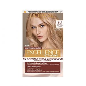 L'Oreal Paris L'Oréal Excellence Crème Colorante Permanente pour Cheveux, Couverture 100% Gris, Avec Pro-Kératine + Sans Ammoniaque, Nus Universels, 9U V. Blond Clair (Zeitburg Schmuck & Uhren, neuf)