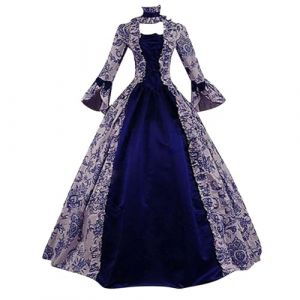 Robe Rétro Médiévale Femme Renaissance Baroque Robes Médiévale Rétro Manches Trompette Victorienne Gothique Robe Grandes Tailles Maxi Carnaval Halloween Fête Femmes Cosplay Carnaval Victorien (⭐⭐⭐⭐⭐Générique(5-12 jours Arrivé), neuf)