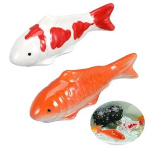 Xusxes 2 Pi&egrave;ces Faux Poisson Aquarium Qui Nage Poissons Flottants en C&eacute;ramique pour Aquarium Poisson Bain Qui Nage Poisson Rouge Artificiel Flottant Poissons Koi Poissons Artificiels (Orange) (Wdytrn, neuf)