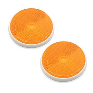 ETUKER Lot de 2 Catadioptre Rond Homologué E9, réflecteurs arrière ronds à visser réfléchissants de sécurité,réflecteurs pour poteaux de barrière/Caravane/RV/Tracteur(Rond-1 trou de montage) (ETUKER, neuf)