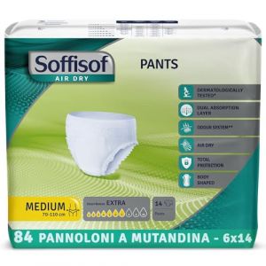 Soffisof Air Dry Pants Extra M - 84x Culotte Incontinence Femme et Homme - 6 Paquets de 14 Pi&egrave;ces Couche Adulte, Absorption 7 Gouttes - Couches Culotte Taille M (70-110 cm) (Clikeaze FR, neuf)