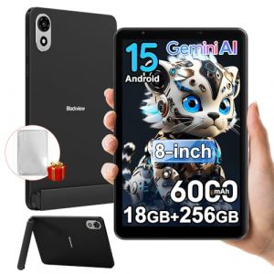 Blackview ZENO 1 8 Pouces Tablette, 18Go+256Go/2To Octa-Core, 2 Haut-parleurs, Gaming Tablet Android 15, 6000mAh, 8MP Camera, 4G LTE 5G WiFi Tablette Tactile, Coque/OTG/Hall/FM/3,5mm Jack, Noir (TOSTINI S.R.L., neuf)