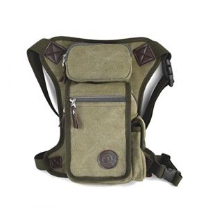 Sac de Jambe Homme Toile Taille Pack en Plein Air Voyage Cuisse Sac pour Hommes Femmes Tactique Militaire Moto Vélo Multi-Poches Drop Leg Sacs Pochette Packs, Vert Armée (XieBen, neuf)