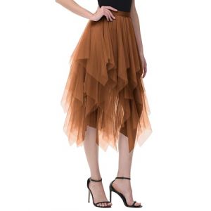 MERCIYD Jupe pliss&eacute;e en Tulle Asym&eacute;trique Tulle Jupe Courtes Jupes Midi Jupe d'&eacute;t&eacute; Goth Dentelle Robe Vintage Couleurs Vari&eacute;es (LIIOO, neuf)