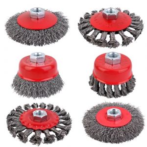 6 Pièces Brosse Metallique pour Meuleuse, Brosse Meuleuse avec Filetage M14x2, Brosse Métallique Meuleuse de 75mm 100mm de Diamètre, pour Meuleuse, Enlèvement de Peinture de Rouille, Polissage (Zroden-EU Official, neuf)