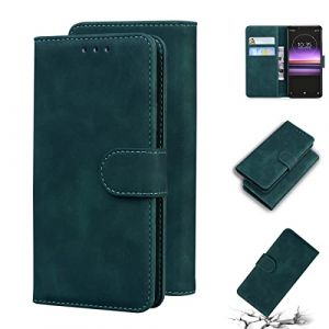 LMFULM&reg; &Eacute;tui pour Sony Xperia 1 J8110 J8170 J9110 J9150 (6,5 Pouces) PU Magn&eacute;tique Pochette Cuir Housse Rabattable Case Stent Fonction Cover Vert (LMAZWUFULM, neuf)