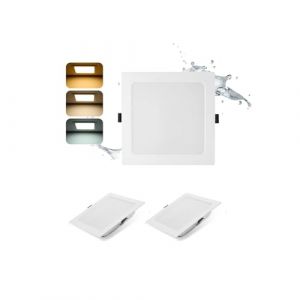 Grebeam Lot de 2 Spot LED Encastrable Extra Plat 16W, Spot Salle de Bain, IP44, Carr&eacute;, 3000K/4000K/6000K, spot LED Plafond pour Cuisine Salon, Trou 145-160mm (Kianlite, neuf)