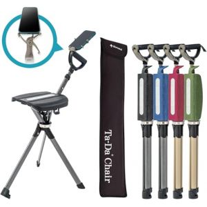 Ta-Da Chair Série 2 Pro - Canne de Marche avec siège, Cadre léger en Aluminium, Tabouret Pliable Robuste (jusqu'à 136 kg), Facile à Plier, idéal pour la randonnée et l'extérieur - Noir, Ajustable (STEP2GOLD, neuf)