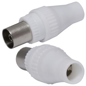 AERZETIX – C68973 - Lot de 2 fiche/prise/connecteur d'antenne RF femelle droit TV pour câbles coaxiaux - SAT adaptateur télé coupleur (Tuning, neuf)