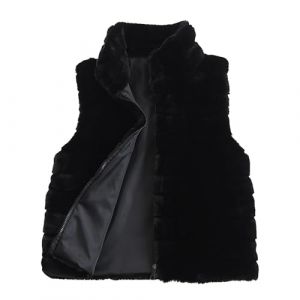 Gilet court en fausse fourrure pour femme - Gilet matelass&eacute; l&eacute;ger sans manches - Manteau en fourrure d'hiver chaud - Veste en fourrure - Grandes tailles - Gilet en fourrure synth&eacute;tique - Manteau (yishu`poe, neuf)