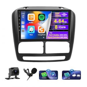 Roinvou 8 C&oelig;urs 4G+64G Android Autoradio pour FIAT Doblo 2010-2015/Opel Combo 2011-2018 sans Fil Carplay/Android Auto, 9'' &Eacute;cran Tactile Radio FM/RDS 32EQ DSP WIFI Bluetooth GPS UI SWC Cam&eacute;ra de Recul (wenheyou, neuf)