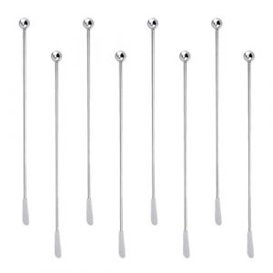 Swizzle Sticks Cocktail, Cocktail Petites Agitateurs, Cocktail Stirrers, Agitateurs &agrave; Cocktail en Acier Inoxydable, 8 Touillettes &agrave; Cocktail en M&eacute;tal, pour Bars, Caf&eacute;s, Mariages, 19,3 cm - Argent&eacute; (Crossenn, neuf)